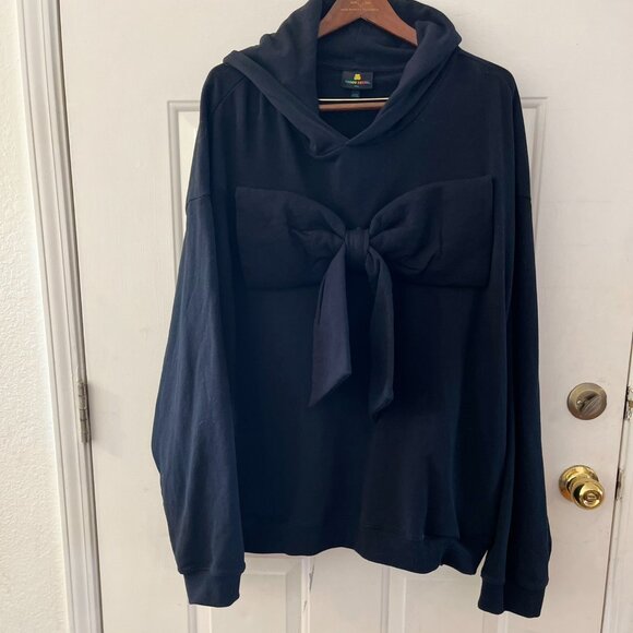 Teddy Fresh Woman's Plus-Size Black Bow Front Heavy Hoodie Sz 3XL - Picture 1 of 9